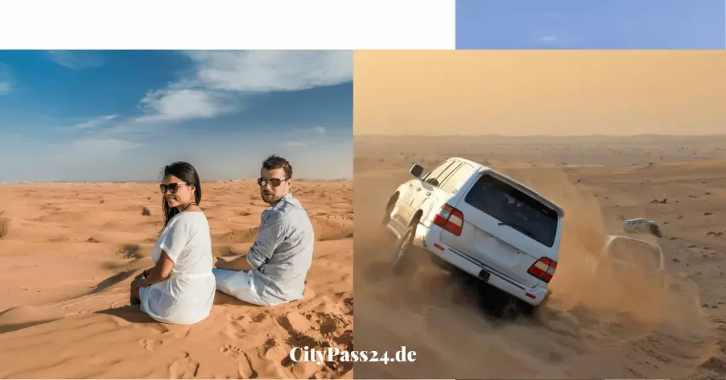dubai desert safari jeep mann frau