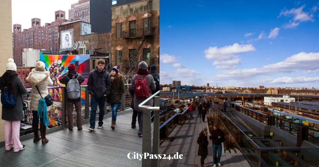 high line NYC touristen spaziergang und foto machen