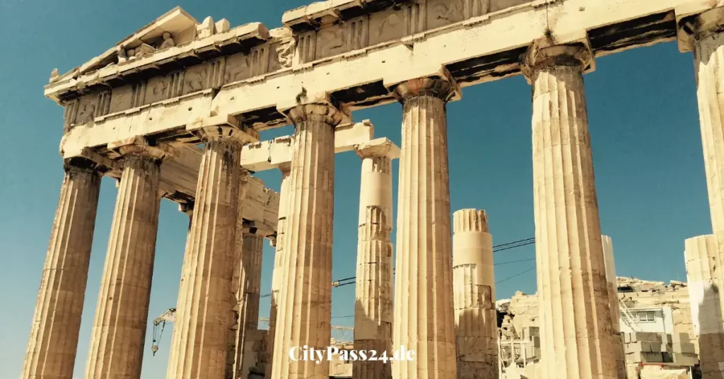 akropolis ruine athen original tagsüber nahaufnahme mit säulen