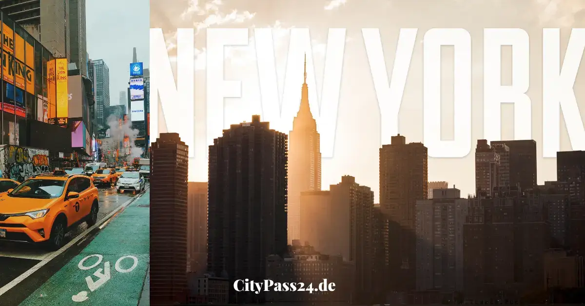 new york city skyline NYC volle Strasse mit yellow cab